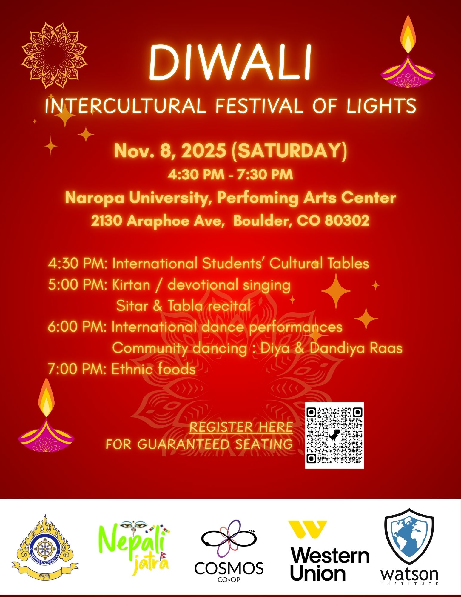 Diwali: Intercultural Festival of Lights Saturday, November 8, 2025 | 4:30-7:30 PM