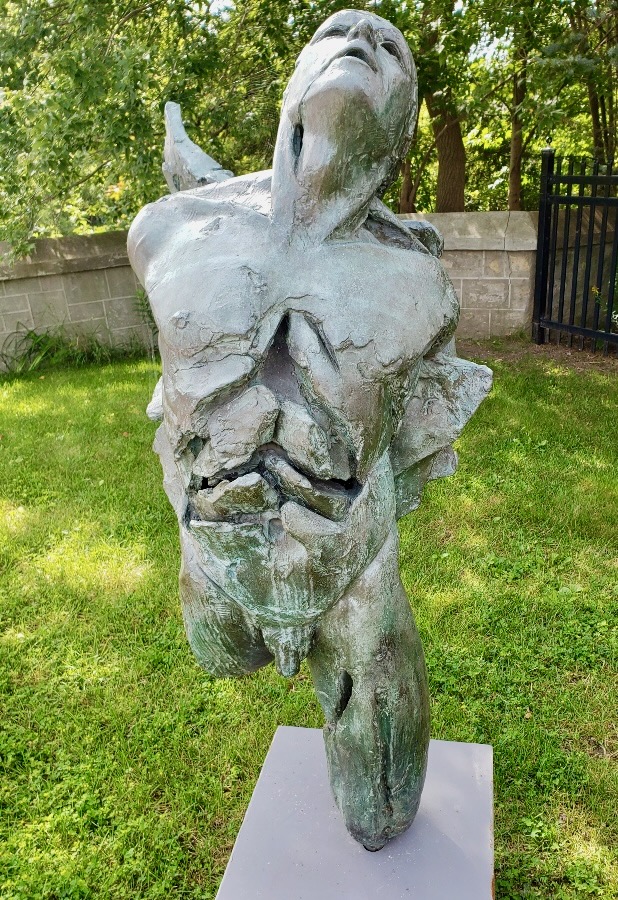 Icarus sculpture, by Les Drysdale, on display in Fergus, Ontario, in 2023