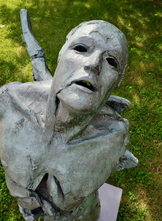 Icarus sculpture, by Les Drysdale, on display in Fergus, Ontario, in 2023
